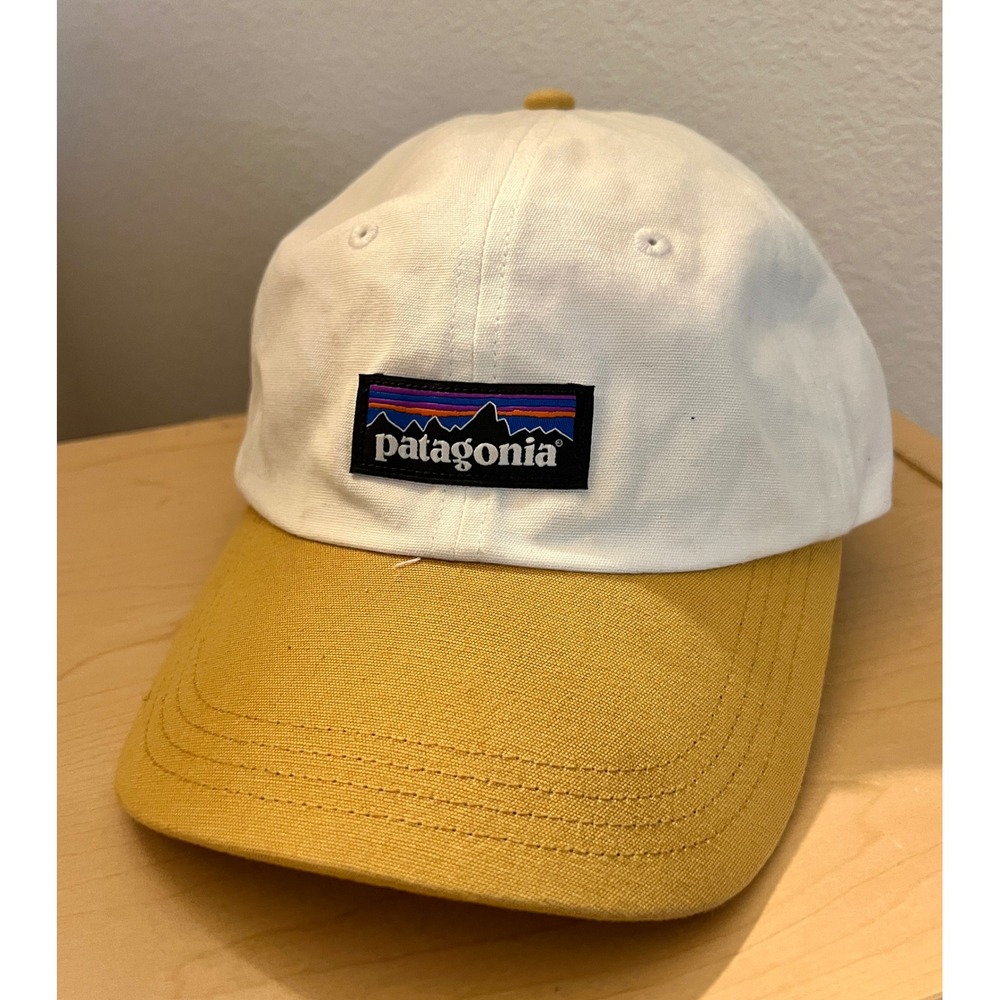 Patagonia P-6 Label Trad Cap White Mustard Yellow Adjustable Hat 38296
